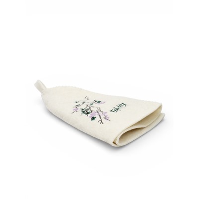 Шапка для бани и сауны «Сакура», полиэфир, шерсть, белая