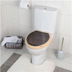 Сиденье для унитаза «Декор. Кожа», 44.5×37.5 см, с крышкой, коричневое