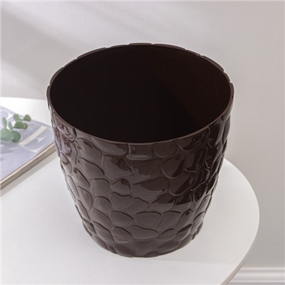 Горшок для цветов с поддоном «Камешки», 5 л, пластик, шоколадный