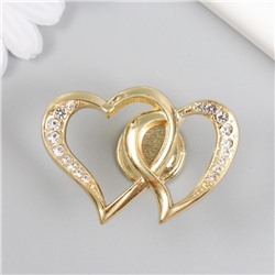 Фурнитура для шкатулки, ручка «Два сердца», металл, стразы, золото 3.8×5.4×2.4 см