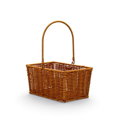 Корзина плетёная для хранения Fatum, с ручкой, пластиковая, коричневая, набор 2 шт.