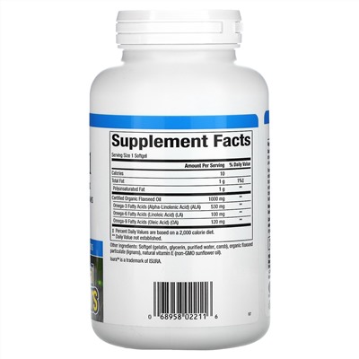 Natural Factors, Flaxseed Oil, 1,000 mg , 180 Softgels