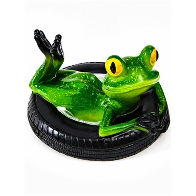 Садовая фигура из полистоуна «Лягушка на шине», 14×13×9.5 см, водоплавающая