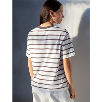 Свободная футболка в полоску из премиального хлопка с эластаном