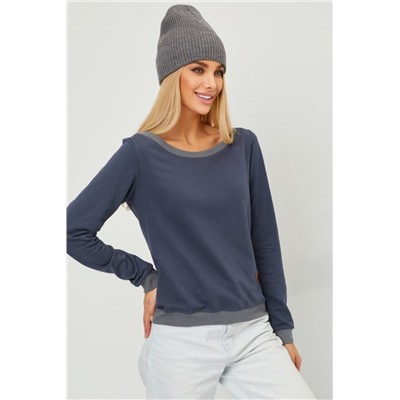 Кофта лодочка женская с округлым вырезом (Графит)