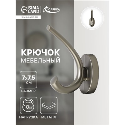 Крючок мебельный CAPPIO USUAL, двухрожковый, цвет графит