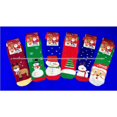 Лиза термоноски детские внутри махра Новогодние арт. 5330