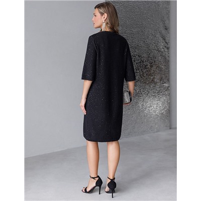 Платье вязаное из хлопковой пряжи с пайетками