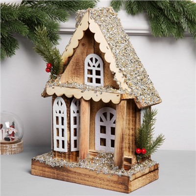 Фигура деревянная «Изба», 21×12×23 см, 5 LED, батарейки AAx2 (не в комплекте), свечение теплое белое