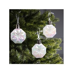 Набор ёлочных шаров «Изморозь», 3 шт., d=7.5 см, 3 LED, от батареек AG13×9, свечение тёплое белое
