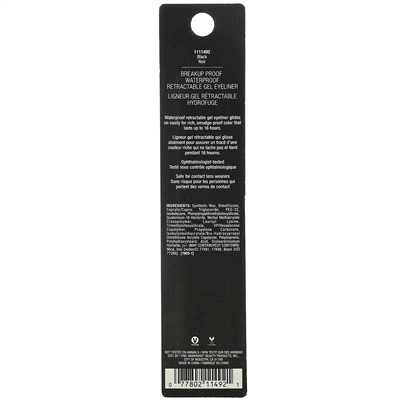 Wet n Wild, Breakup Proof Retractable Gel Eyeliner, Black, 0.008 oz (0.23 g)