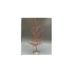 Ветка декоративная стеклярус 50 см / SA20227/1 /уп 200/золотая ветка красный камень