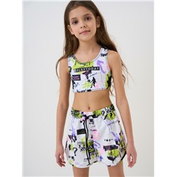 Комплект для девочек: купальный костюм трикотажный, шорты текстильные плавательные