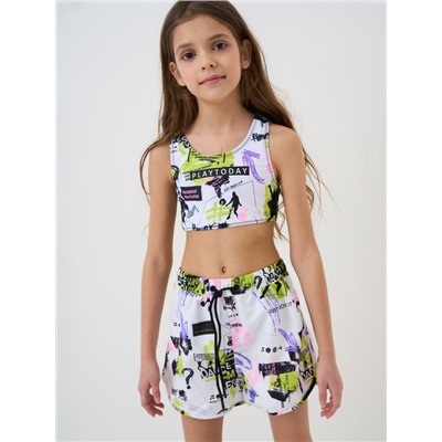 Комплект для девочек: купальный костюм трикотажный, шорты текстильные плавательные