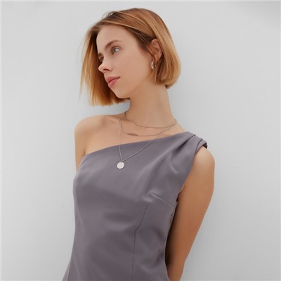 Платье на одно плечо мини женское MINAKU: Casual Collection, серое, размер 44