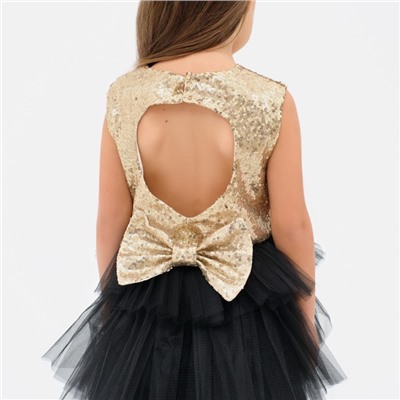 Платье нарядное для девочки KAFTAN с пайетками, золотисто-чёрное, рост 98-104 см