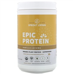 Sprout Living, Epic Protein, органический растительный протеин и суперфуды, ваниль и лукума, 910 г (2 фунта)