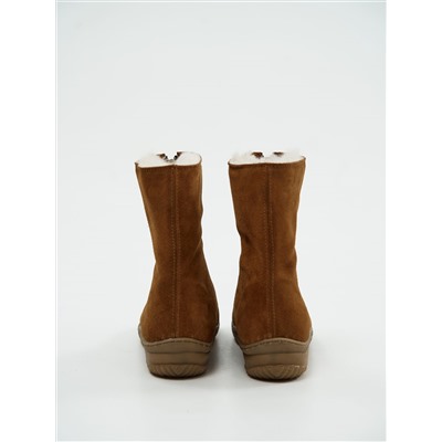 Ботинки женские рыжие замшевые на молнии, литая подошва