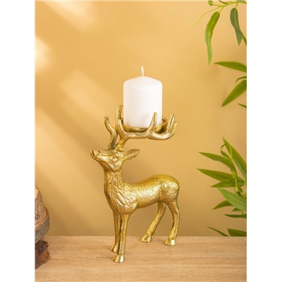 Подсвечник «Сохатый», 15.5×9×22.5 см, алюминий, золотой