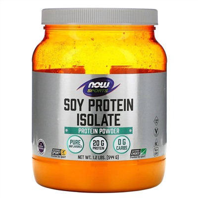 Now Foods, Sports, изолят соевого белка, без добавок, 544 г (1,2 фунта)