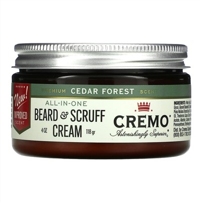 Cremo, All-In-One Beard & Scruff Cream, Cedar Forest, 4 oz (118 g)
