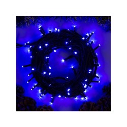 Гирлянда «Нить» 10 м, IP44, УМС, тёмная нить, 100 LED, свечение синее, 220 В