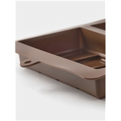 Форма для дубайского шоколада Доляна «Квадраты, пирамиды», 2 плитки, 21×19×2.5 см, силикон, коричневая