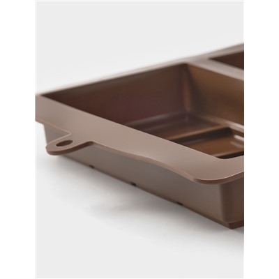 Форма для дубайского шоколада Доляна «Квадраты, пирамиды», 2 плитки, 21×19×2.5 см, силикон, коричневая