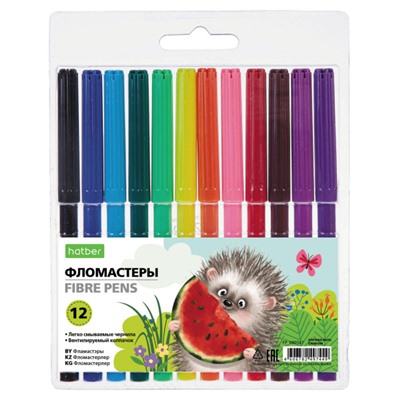 Фломастеры 12цв "ECO Хорошо быть ежиком" в блистере (080547) Хатбер