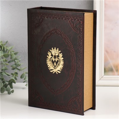 Шкатулка книга - сейф «Герб с короной», дерево, искусственная кожа, 27×18×7 см