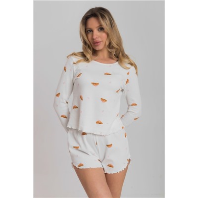 Пижама лонгслив и шорты из интерлока М325418мк