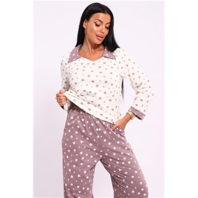33524 Пижама с брюками палаццо (Молочный/звезда)