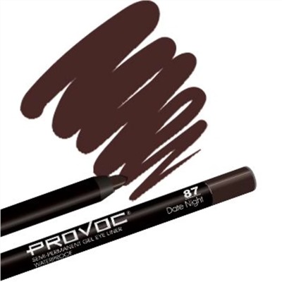 Provoc Гелевый карандаш-подводка для глаз водостойкий / Semi Permanent Gel Eye Liner №87 Date Night, темно-шоколадный 7847