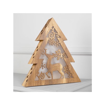 Светодиодная фигура «Ёлка» 30×33×6.5 см, дерево, батарейки АААх2 (не в комплекте), свечение тёплое белое