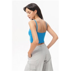 Кроп F-топ-бандо-3 спортивный домашний на тонких бретельках (Светло-синий)