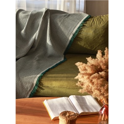Плед с бахромой SL Home Waffle, 130×180 см, зелёный