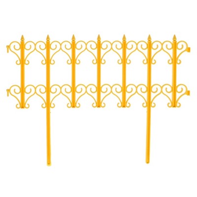 Ограждение декоративное, 25×180 см, 5 секций, пластик, жёлтое, «Классика»