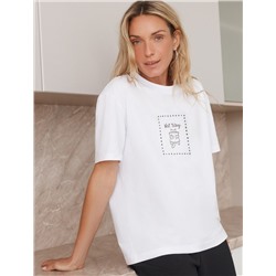 Футболка с принтом свободная эластичная из премиального хлопка