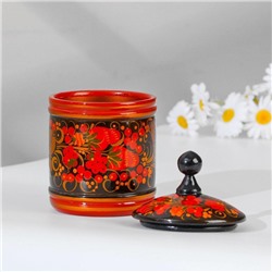 Банка для хранения сыпучих продуктов, кадочка, средняя, 9×14 см, дерево, хохлома, МИКС