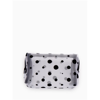 Косметичка женская DOT, с рисунком, сетка, на молнии, белая