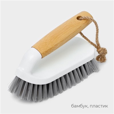 Щётка - утюжок Meli, бамбуковая ручка, 14.5×5.8×9 см, ворс 2.5 см