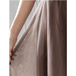 Юбка миди вечерняя на резинке из матового сатина с мягкой сеткой