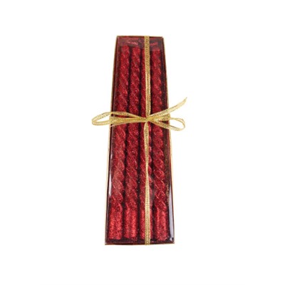 Свеча стержень 4 штук 20 см набор витая / BQ-3 /уп 144/ красная