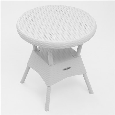 Стол "RATTAN Ola Dom" круглый, белый, 70 х 70 х 72 см