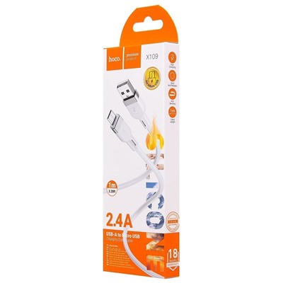 Кабель USB - micro USB Hoco X109 12W 100см 2,4A  (white)
