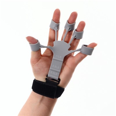 Массажёр для разработки рук и пальцев, с манжетом, 8×14×2.8 см, серый