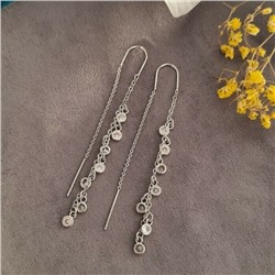 Серьги коллекция "Дубай" продевки, покрытие посеребрение, белый камень, 81162, арт.947.281