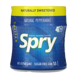 Xlear, Spry, Dental Defense Gum, Sugar Free, Natural Peppermint, 55 Pieces
