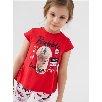 Комплект трикотажный для девочек: джемпер (футболка), брюки (легинсы укороченные)