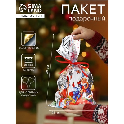 Пакет подарочный «Сказка» 25×40 см, цветной металлизированный рисунок